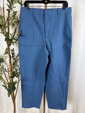 Zara Women's Linen Blend Pants Pockets Hidden Hook Sz L (B6)